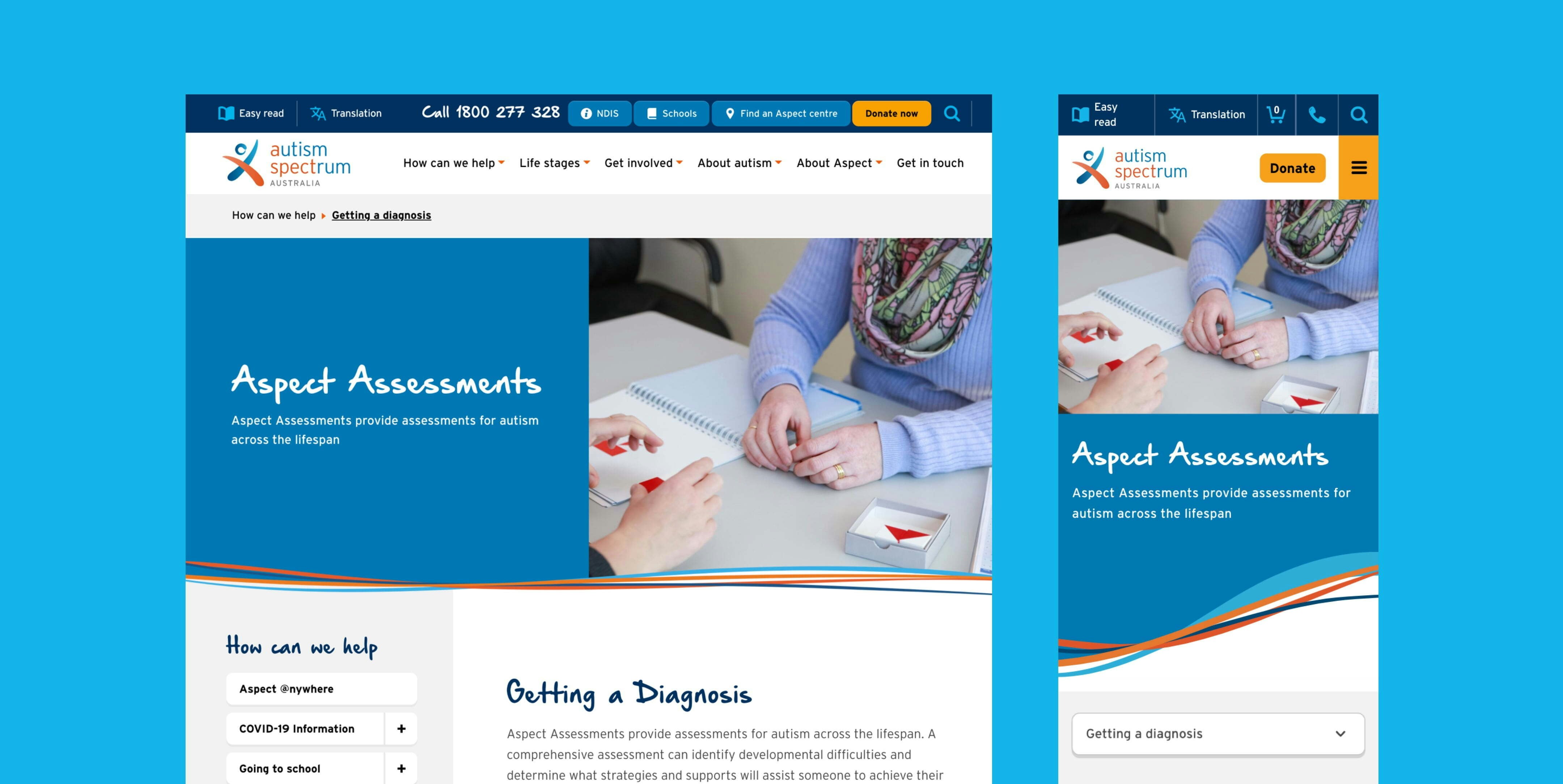 Autism Spectrum Australia desktop and mobile view