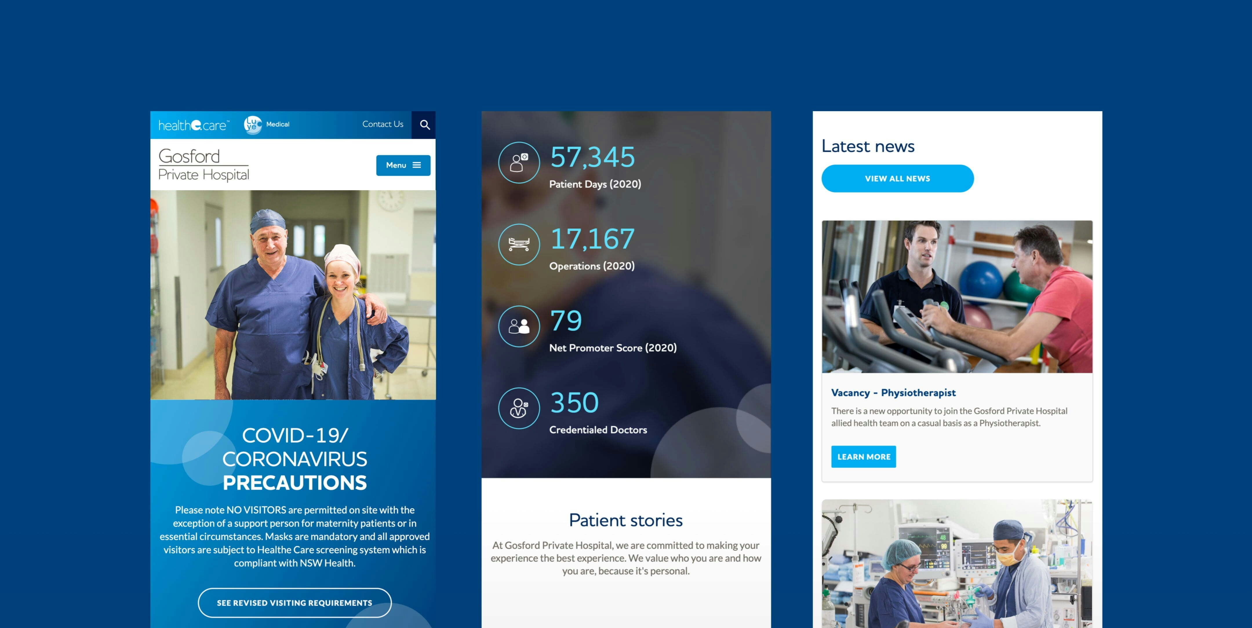 Healthe Care Australia project mobile view