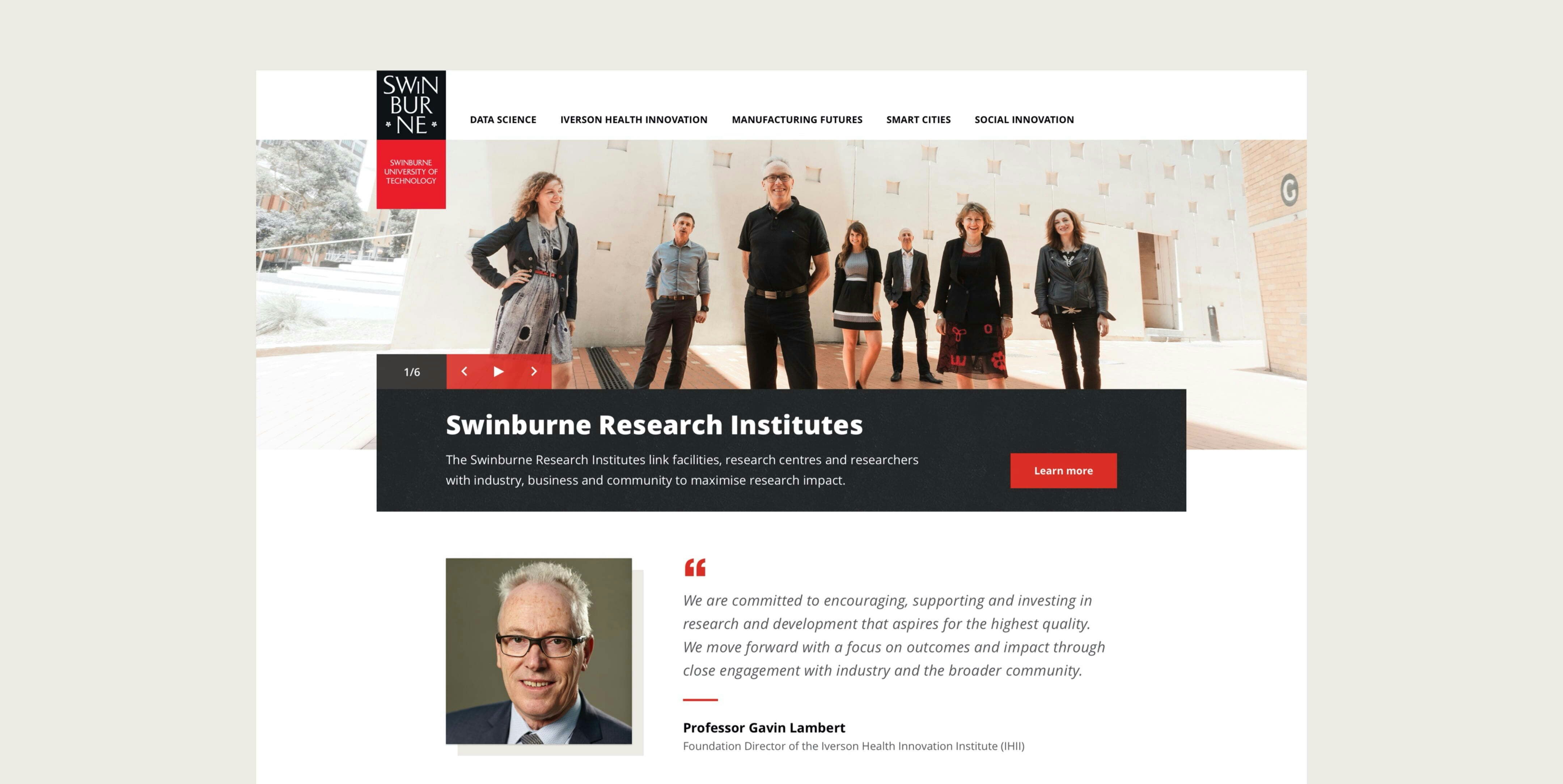 Swinburne’s research institutes home page